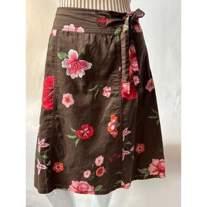 Tommy Hilfiger Y2K Brown Floral Wrap Skirt 6 Brown Floral Cotton